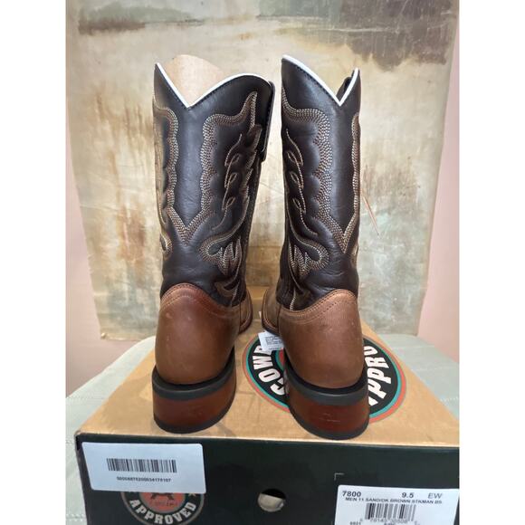 Laredo Montana 7800 Men\'s Western Cowboy Boot Sand Chocolate Leather 9.5 EW Wide main image 11